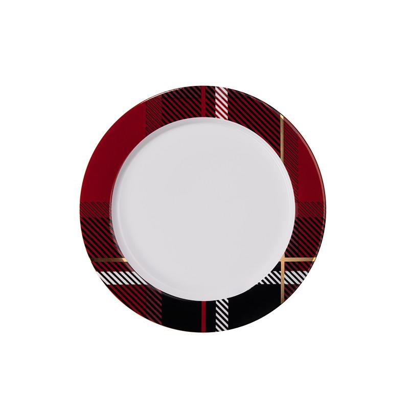 Plate with Rim Red - Tartan