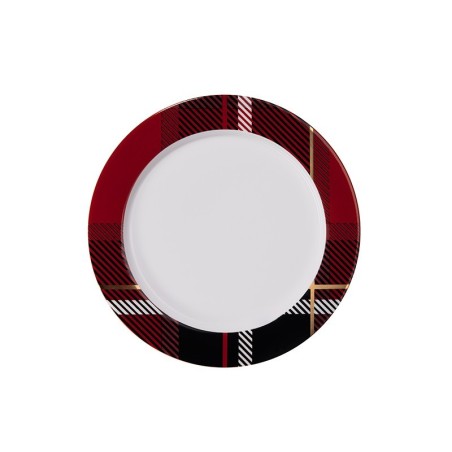Plate with Rim Red - Tartan