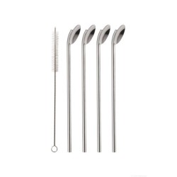Set of 4 Straw Spoons and Brush