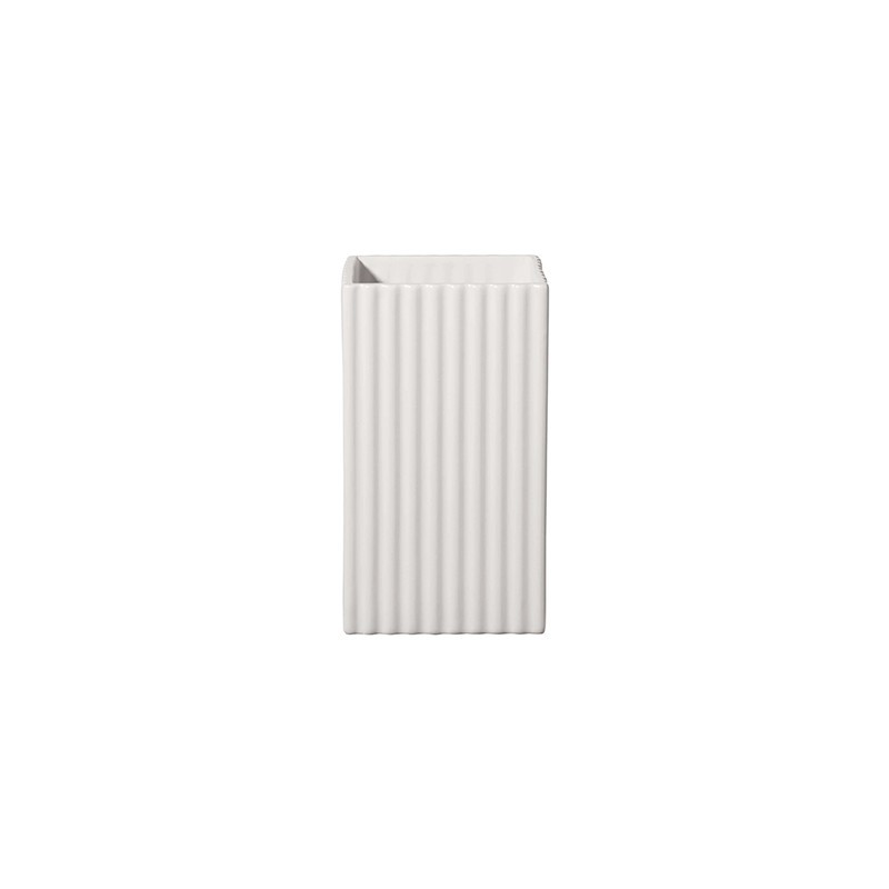 Vase 11,5cm with Grooves White - Quadro