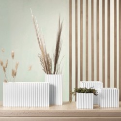 Vase 11,5cm with Grooves White - Quadro