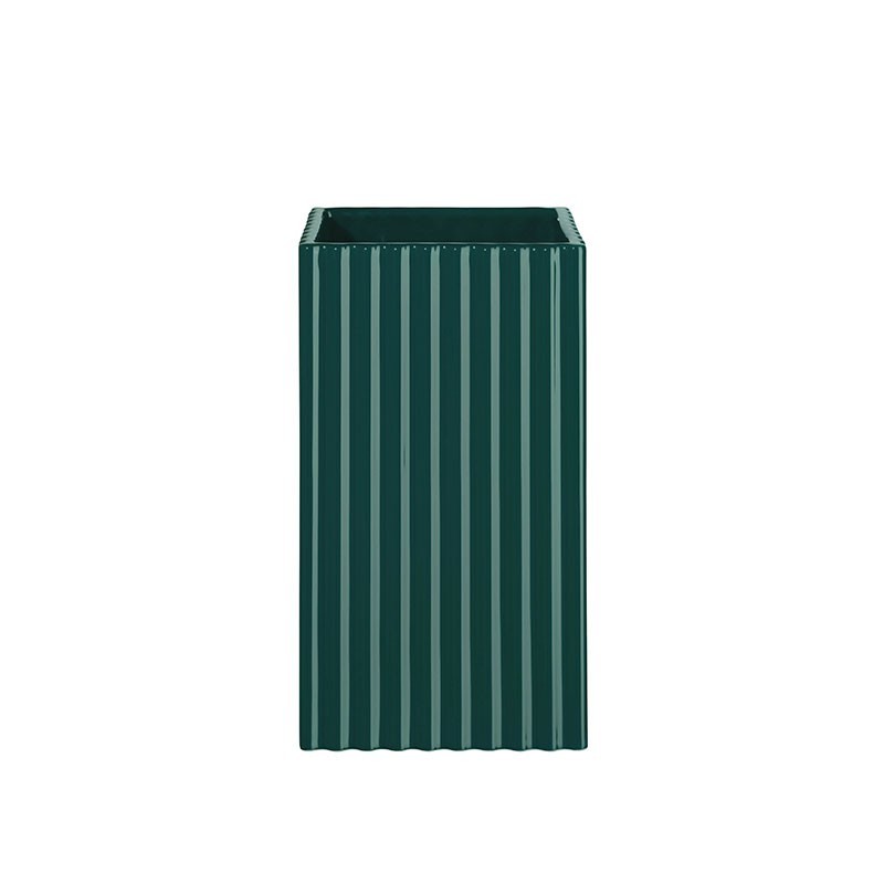 Vase 21Cm with Grooves Petrol - Quadro