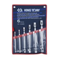 KING TONY Double Swivel End Socket Wrench Set 6 Pieces