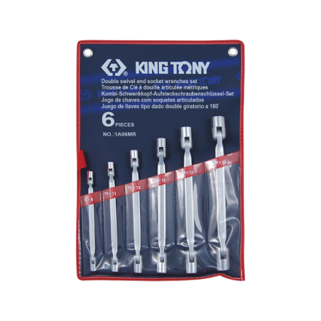 KING TONY Double Swivel End Socket Wrench Set 6 Pieces