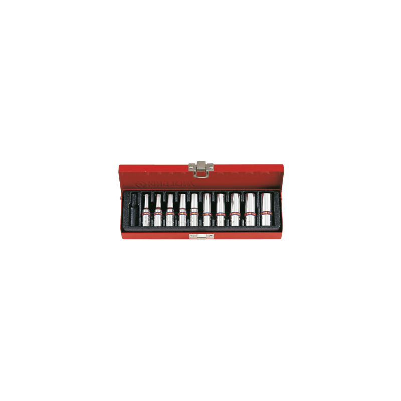 Caja de Vasos Largos en Pulgadas 1/4' 10 (un.) 2510SR KING TONY Caja de Vasos Largos en Pulgadas 1/4' 10 (un.) 2510SR KING TONY