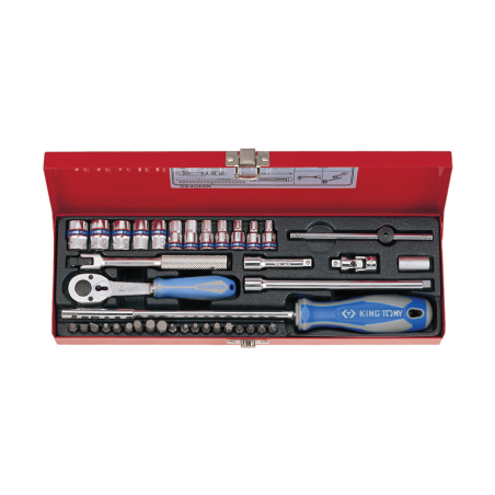 KING TONY 1/4' Socket Set Metric Size 39 (un.) 2540MR
