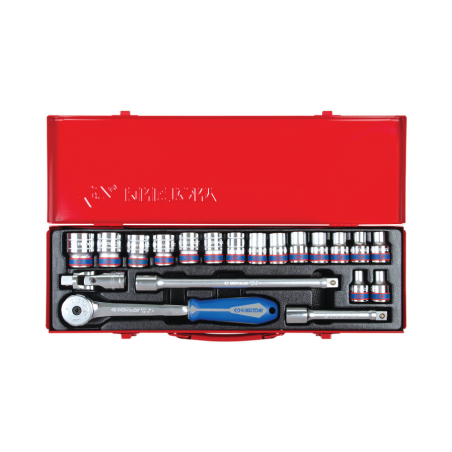 20PC 1/2" SOCKET SET METRIC 12PT CHROME
