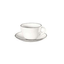 Taza De Café Con Platillo - Ligne Noire