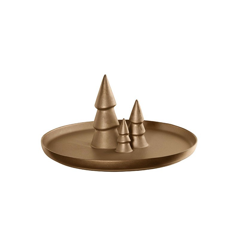 Plate with Fir Trees - Xmas Gold