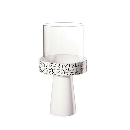 Porta-Vela Traços ø11,8cm Branco/Preto - New Memphis