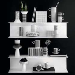 Portavela Trazos ø11,8cm Blanco/Negro - New Memphis