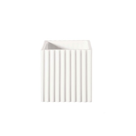 Planter with Grooves 10Cm - Quadro White