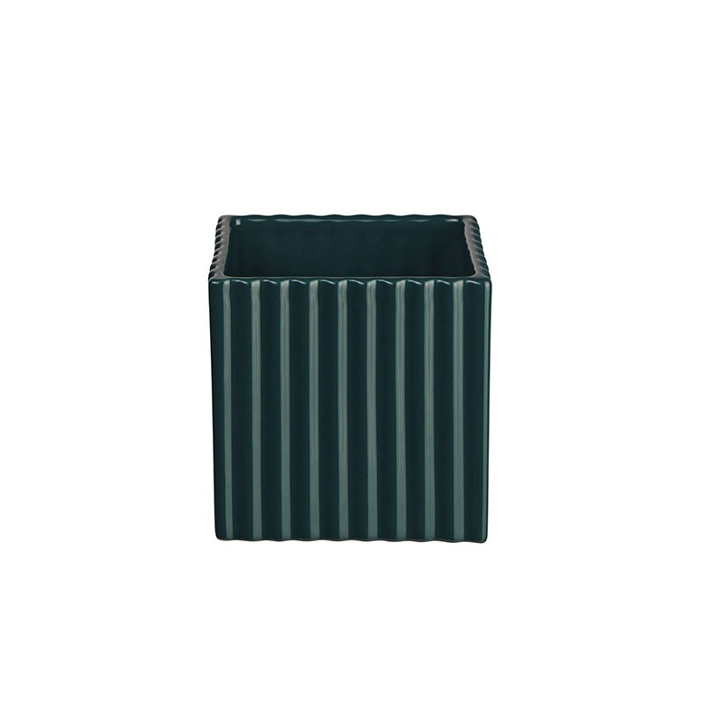 Planter with Grooves 10Cm - Quadro Petrol