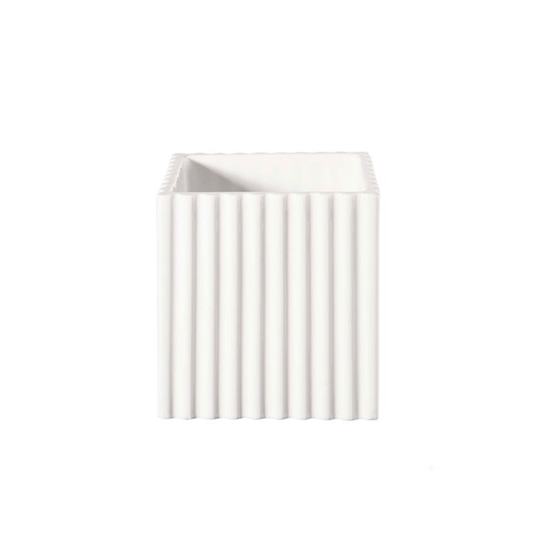 Vaso com Ranhuras 12Cm - Quadro Branco