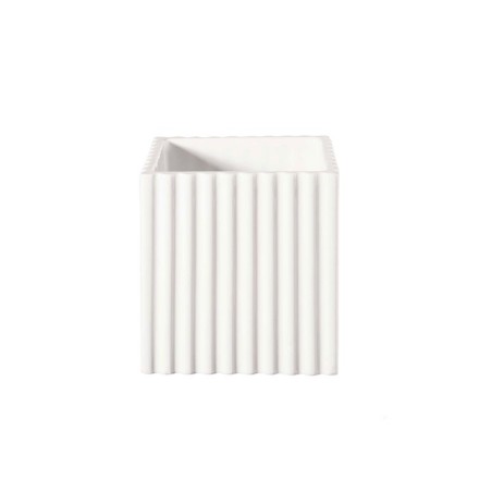 Planter with Grooves 12Cm - Quadro White