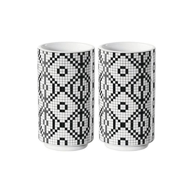set of 2 snack tumbler, black/whit d. 6