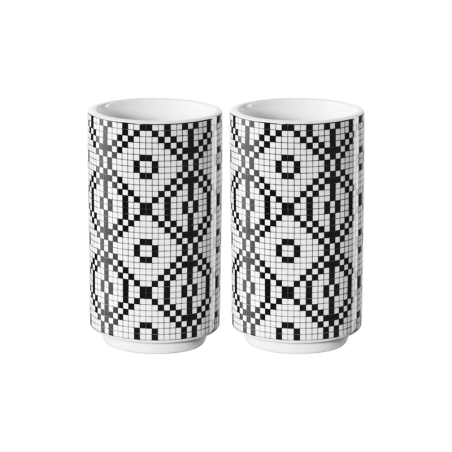 set of 2 snack tumbler, black/whit d. 6