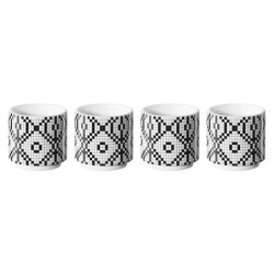 set of 4 mini snck bowl  black/ wh d. 6