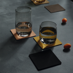Set of 4 Coasters 10x10cm Charcoal - Soft Leather