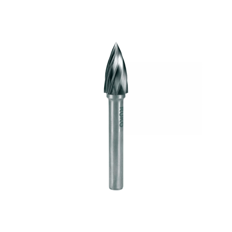Limas Rotativas De Metal Duro Hicoat® Com Revestimento HC-NFE Forma L - Cone De Ponta Redonda (KEL) Alumínio RUKO (Ø 10 mm)
