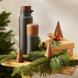 Deco Fir Tree Grooved 8,5cm Acacia - Wood Dark