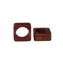 Set of 2 Napkin Rings Square - Wood