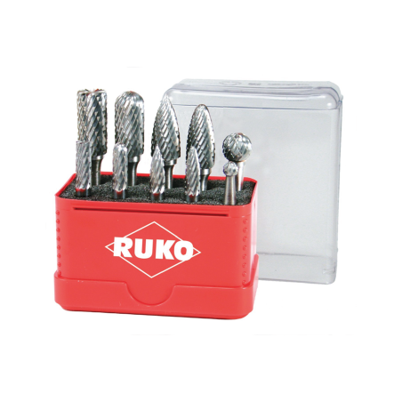 RUKO Set Of Tungsten Carbide Rotary Burrs in Mini-box