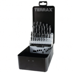 TERRAX by RUKO 25-Piece Set of Twist Drills DIN 338 Type N, HSS-R in Steel Case