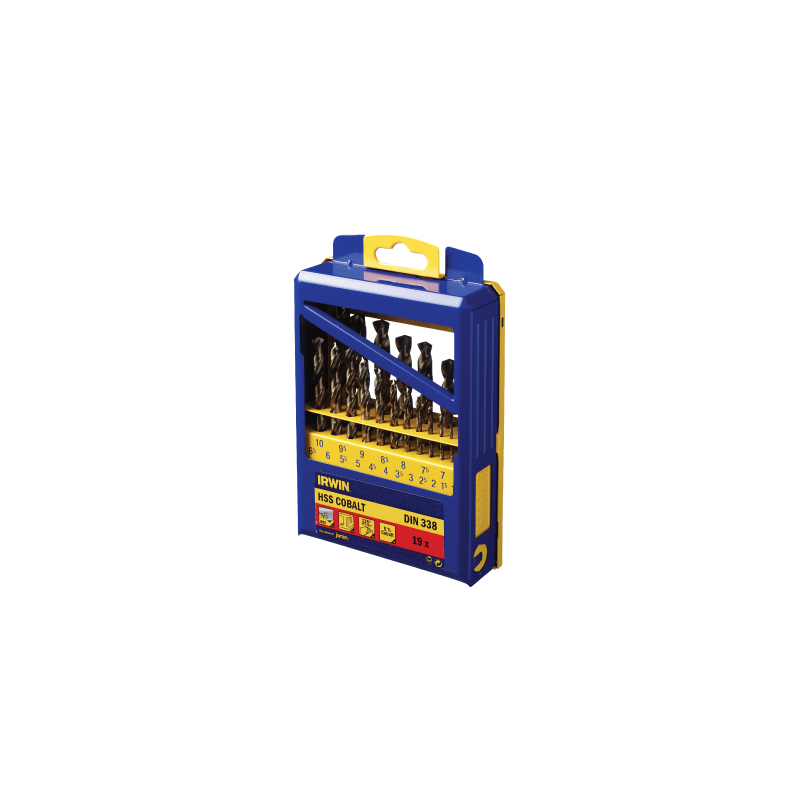IRWIN Bits Set 19 pcs. HSS COBALT - DIN 338 1 mm a 10 mm (in 0,5 mm increments)