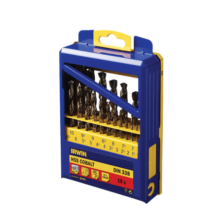 IRWIN Bits Set 19 pcs. HSS COBALT - DIN 338 1 mm a 10 mm (in 0,5 mm increments)