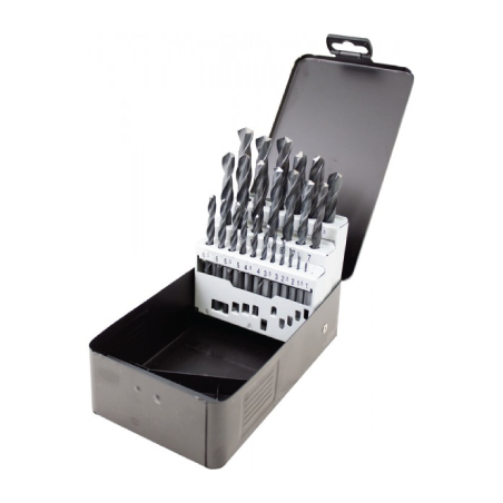 TERRAX by RUKO 25-Piece Set of Twist Drills DIN 338 Type N, HSS-G in Steel Case