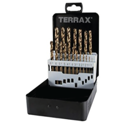 Juego de 19 Brocas Espirales DIN 338 tipo VA, HSSE-Co 5 Ascendente en Estuche Industrial TERRAX by RUKO