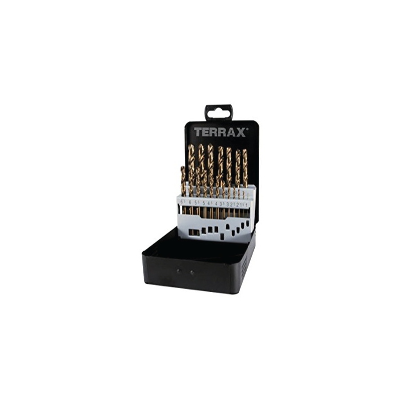 TERRAX by RUKO 19-Piece Set of Twist Drills DIN 338 Type VA, HSSE-Co 5 in Steel Case