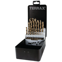 TERRAX by RUKO 25-Piece Set of Twist Drills DIN 338 Type VA, HSSE-Co 5 in Steel Case