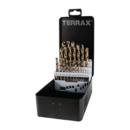 TERRAX by RUKO 25-Piece Set of Twist Drills DIN 338 Type VA, HSSE-Co 5 in Steel Case