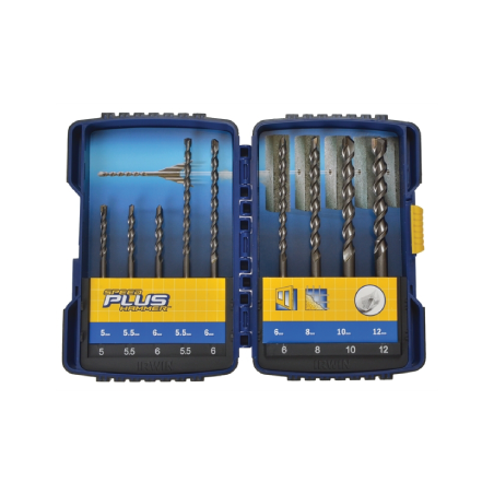 Kit de 9 Brocas SPEEDHAMMER PLUS IRWIN 5 mm/6 mm/6 mm/8 mm x 110 mm e 6 mm/6mm/8 mm/10 mm/12 mm x 160 mm