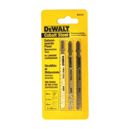Conjunto de 3 Lâminas de Recorte em Aço Cobalto para Madeira DEWALT