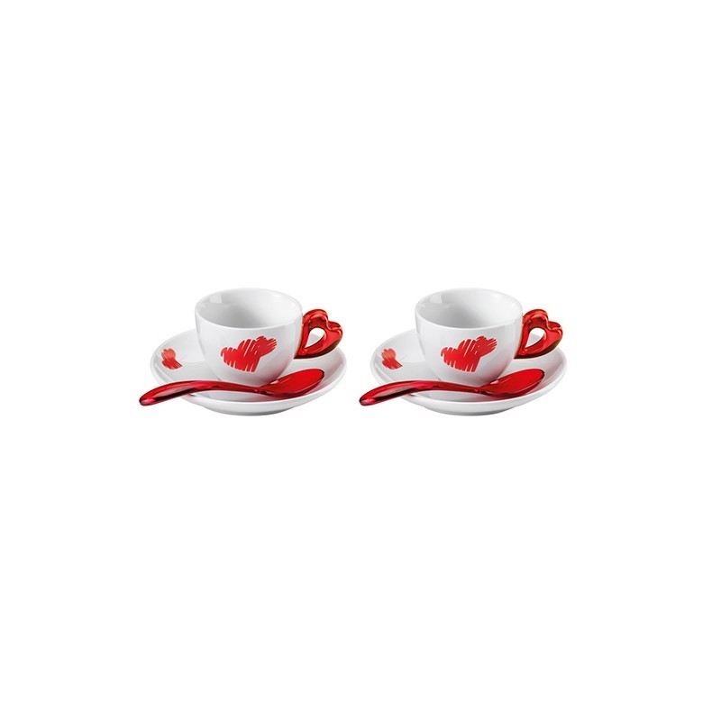 Set of 2 Espresso Cups Red - Love Set of 2 Espresso Cups Red - Love