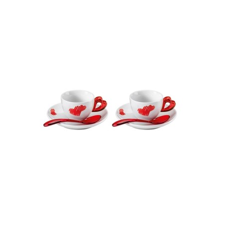 Set of 2 Espresso Cups Red - Love