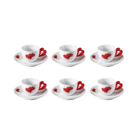 Set of 6 Espresso Cups Red - Love