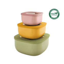 Set of 3 Shallow Airtight Containers Assorted - Eco Store&More