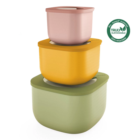Set of 3 Deep Airtight Containers Assorted - Eco Store&More