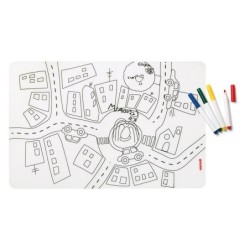 Set of Reusable Mats with 4 Felt-Tip Pens Traffic - Bimbi