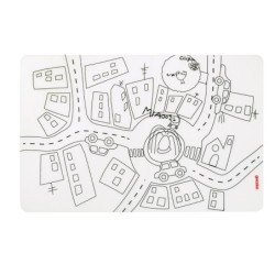 Set of Reusable Mats with 4 Felt-Tip Pens Traffic - Bimbi