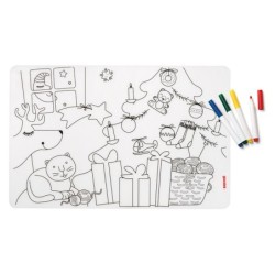 Set of Reusable Mats with 4 Felt-Tip Pens Christmas - Bimbi