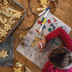 Set of Reusable Mats with 4 Felt-Tip Pens Christmas - Bimbi