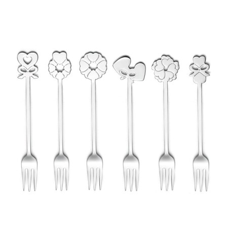 Set of 6 Dessert Forks - Love