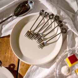Set of 6 Dessert Forks - Love