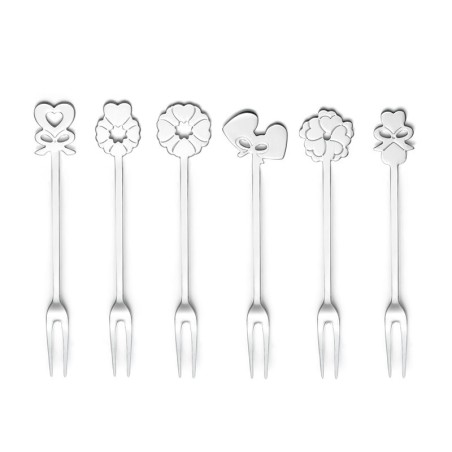 Set of 6 Cocktail Forks - Love