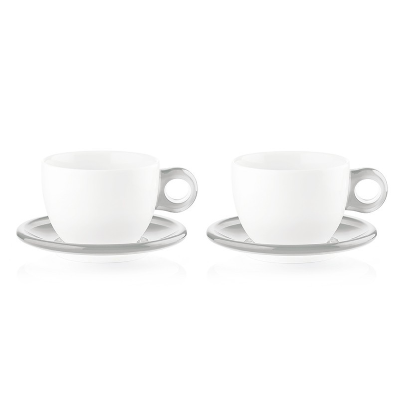 Set of 2 Breakfast Cups Grey - Gocce Set of 2 Breakfast Cups Grey - Gocce